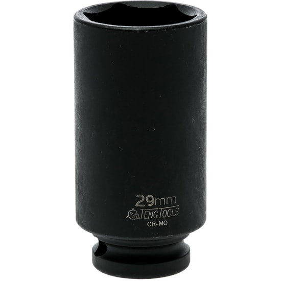 1/2in Dr. Deep Impact Socket 29mm DIN featuring a 6-point design, chrome molybdenum build, and black phosphate finish for durability.