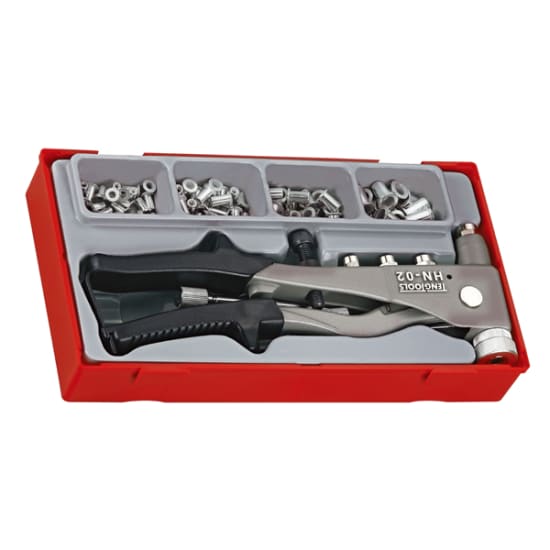 81pc heavy-duty nut rivet set with threaded mandrels and assorted nutserts, housed in a convenient Teng Tools TC tray.