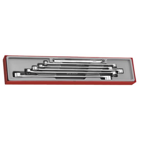 Teng Extra Long Ring Metric Spanner Set with 12 sizes, chrome vanadium steel, and TTX tray for organized tool storage.