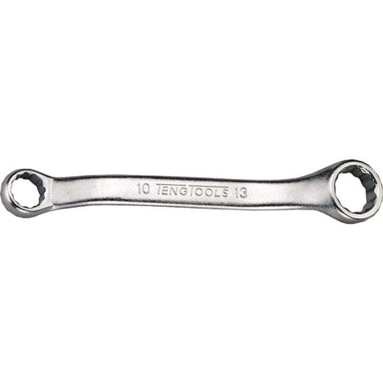 Teng 10mm x 13mm Off-Set Rigger Jigger, a compact double ring spanner with angled heads for tight spaces and versatile applications.