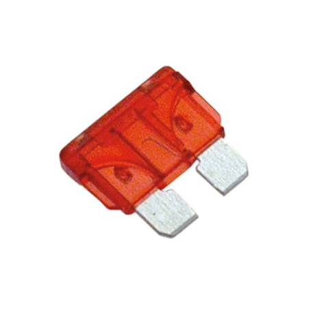 Red 10Amp blade fuses in a 10-pack, designed for reliable circuit protection in vehicles and electronics.