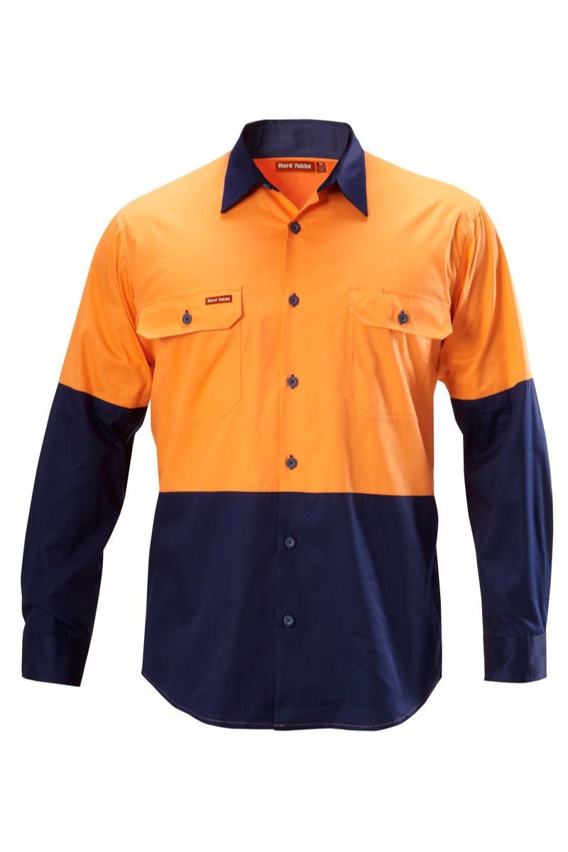 Hard Yakka, Hi Vis Koolgear Shirt, Y07558 - Orange/Navy (Size: 4XL)