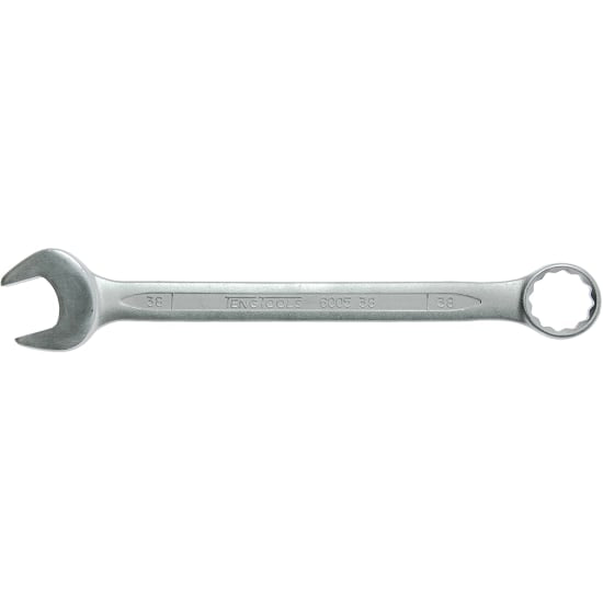 38mm Teng Tools Combination Spanner, crafted from Chrome Vanadium Steel, with a polished finish and unique hip grip design.