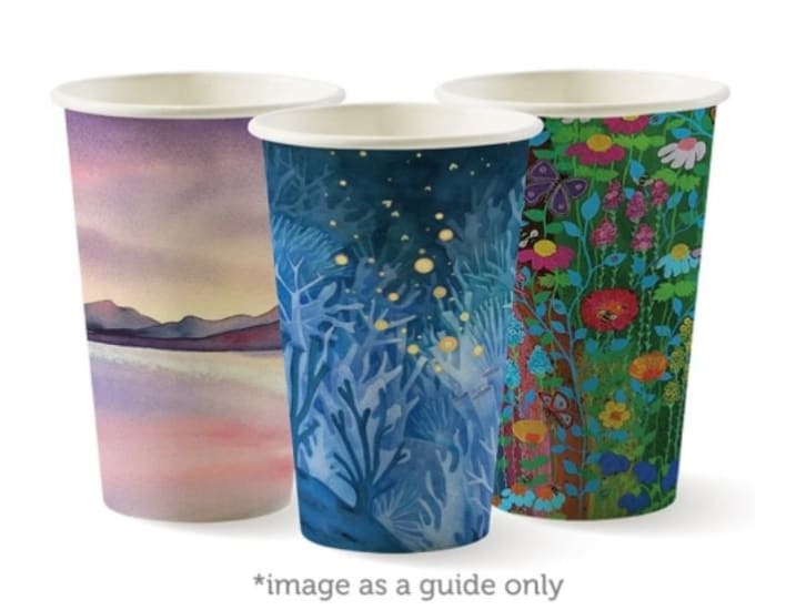 Biopak Art Series Single Wall Hot Cups - 80mm-12oz-50-Pack