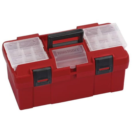 Teng Plastic Portable Tool Box with removable tray, snap locks, and durable design for easy tool organization and transport.