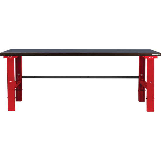 Heavy-duty 2.0m x 0.8m workbench with 500kg capacity, adjustable legs, and durable laminated surfaces for industrial use.