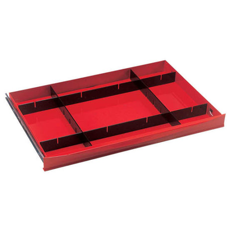 Teng 4pc black divider set for roll cab drawers, ideal for organizing tools in home garages or workshops.