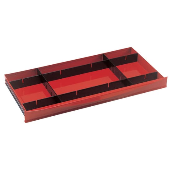 4-piece interlocking black metal dividers for top and middle boxes, creating 9 customizable compartments for organized storage.