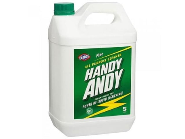 All-purpose Handy Andy cleaner in pine scent, 5L, effectively tackles dirt on various surfaces, eco-friendly and safe for septic systems.