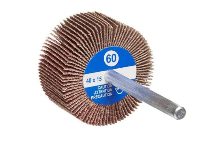 Norton Flap Wheel Mini 40x15x6mm 60G-10pk, ideal for precise sanding, contours, and low dust generation, perfect for wood and metal.