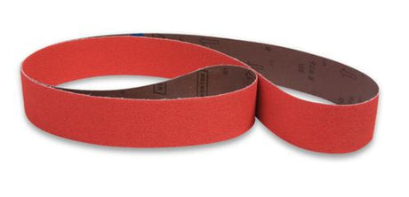 Norton Red-X Narrow Belt 36g-5pk, designed for efficient sanding on hard materials with low heat generation and consistent cut rate.