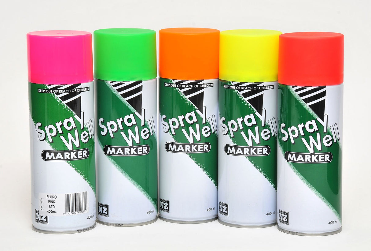 SprayWell Fluoro Marking Paint 400ml Fine Nozzle - Fluro Red