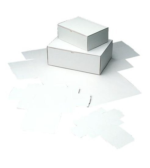 Self-locking die-cut case in white, 100-pack, ideal for durable packaging and eco-friendly storage solutions.