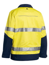 Bisley, Hi Vis Cotton Drill Jacket, BJ6917T - Yellow/Navy (Size: 5XL)