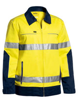 Bisley, Hi Vis Cotton Drill Jacket, BJ6917T - Yellow/Navy (Size: 5XL)