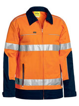 Bisley, Hi Vis Cotton Drill Jacket, BJ6917T - Yellow/Navy (Size: 5XL)