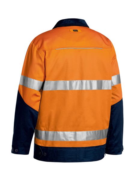 Bisley, Hi Vis Cotton Drill Jacket, BJ6917T - Yellow/Navy (Size: 5XL)