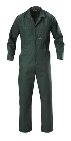 Hard Yakka Zip Overall N1221 in black, size 5, featuring durable fabric, heavy-duty zip, and multiple pockets for tools.