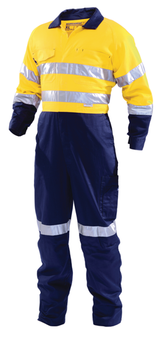 Workhorse, Hi Vis Lightweight Zip Overall,  - Yellow/Navy (Size 12)