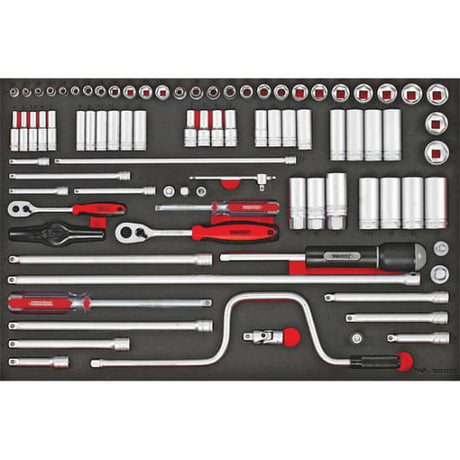 Teng 86pc metric socket set with dual-drive, organized EVA foam tray, ideal for mechanics and DIY enthusiasts.