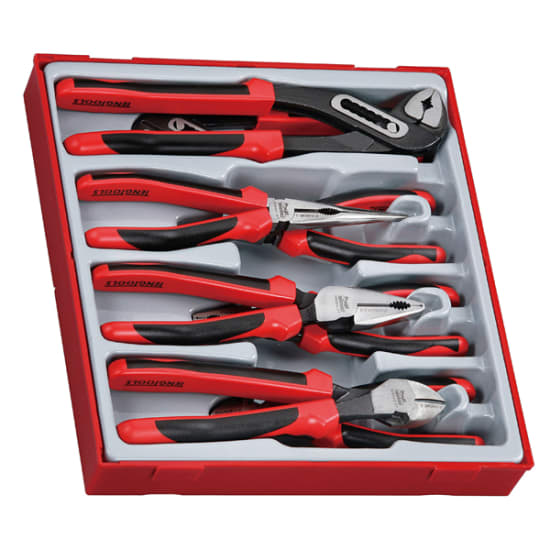 Teng 8pc TPR Grip Plier Set in TC tray, featuring versatile chrome-moly steel pliers for cutting, gripping, and bending tasks.