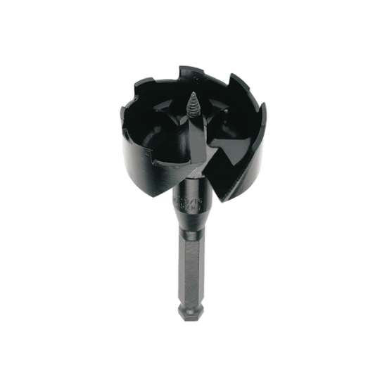 Milwaukee Self Feed Bit 25mm, a high-performance wood drill bit for fast, clean holes, featuring a center feed screw and hex shank.