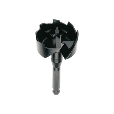 Milwaukee Self Feed Bit 25mm, a high-performance wood drill bit for fast, clean holes, featuring a center feed screw and hex shank.