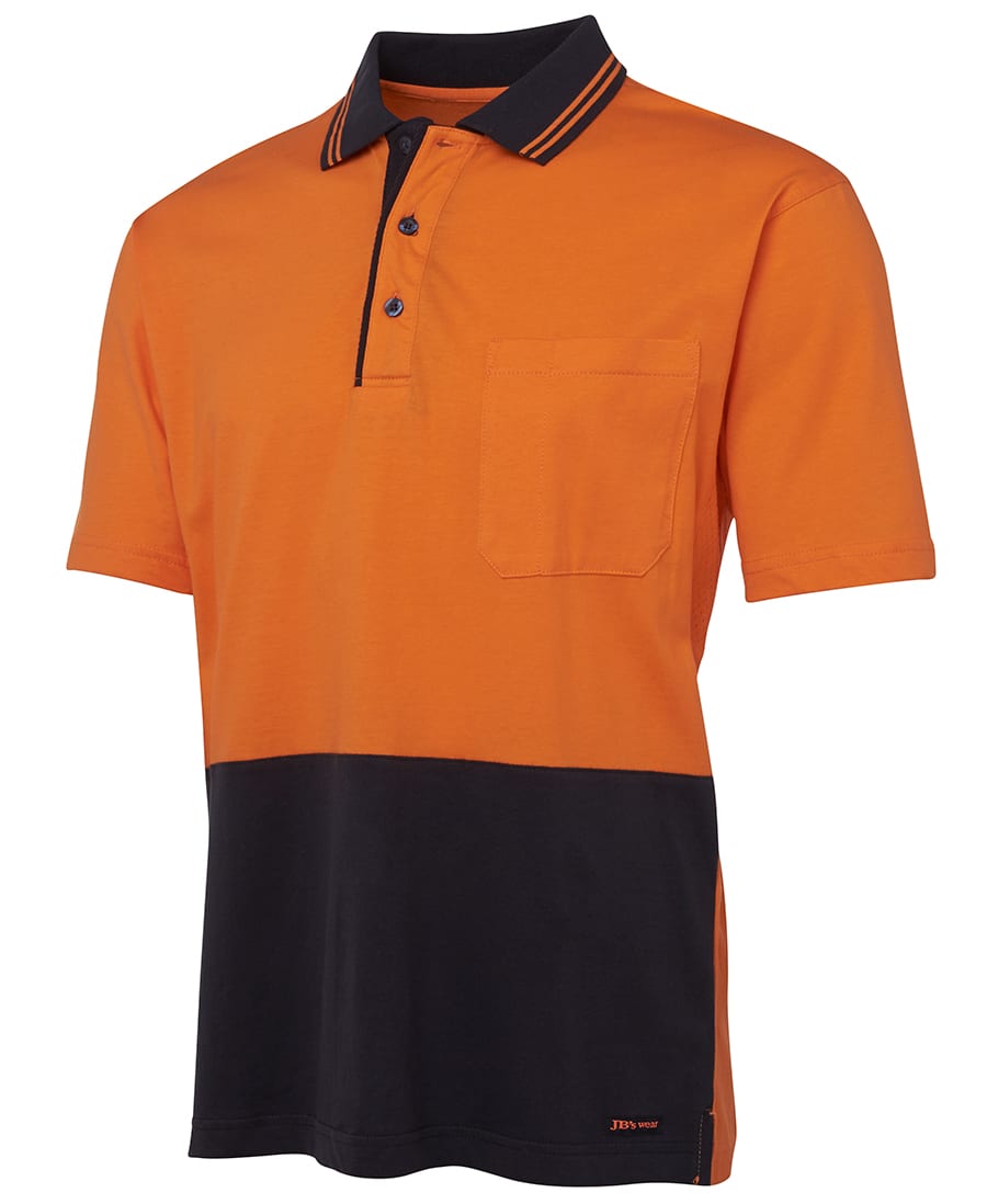 JB's Wear, Hi Vis Cotton Polo, 6CPHV - Orange/Navy (Size: 2XL)