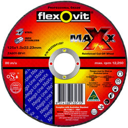 Flexovit Maxx Type 41 Cut-Off Wheel 46 Grit 125x1.3x22.23mm Pack of 25 (Pack)