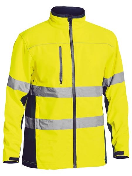 Bisley, Hi Vis Soft Shell Jacket, BJ6059T - Yellow/Navy - S