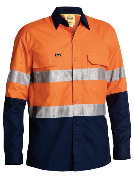 Bisley, Hi Vis Airflow Ripstop Shirt, BS6415T - Orange/Navy - 5XL