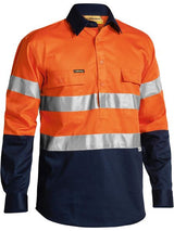 Bisley, Hi Vis Closed Front Shirt, BTC6456 - Orange/Navy - XL