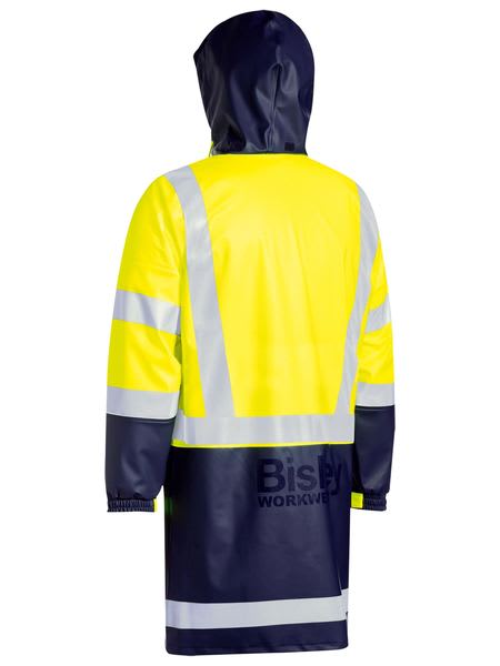 Bisley, Hi Vis Stretch PU Rain Coat, BJ6935HT - Yellow/Navy - 4XL