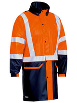 Bisley, Hi Vis Stretch PU Rain Coat, BJ6935HT - Yellow/Navy - 3XL