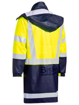 Bisley, Hi Vis Stretch PU Rain Coat, BJ6935HT - Yellow/Navy - 5XL