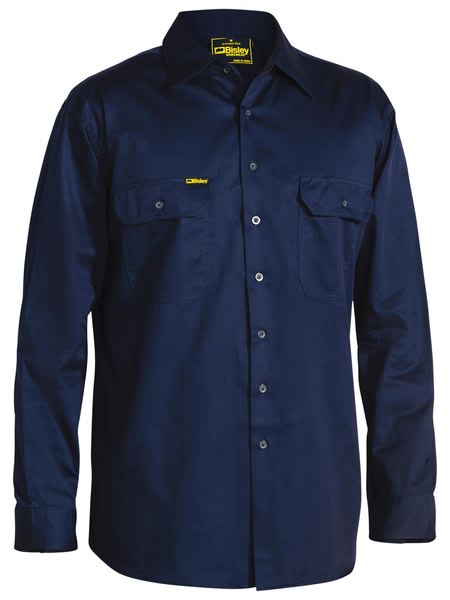 Bisley Lightweight Long Sleeve Shirt BS6893 - Navy (Size: XL)