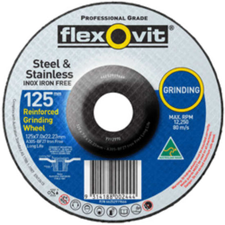 125 x 7.0 x 22mm INOX Iron Free grinding discs for stainless steel, 50-pack, designed for heavy-duty grinding and long wheel life.