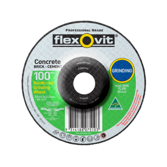 100 x 6 x 22mm grinding disc for masonry, featuring silicon carbide for efficient grinding of stone, tiles, and ceramics.