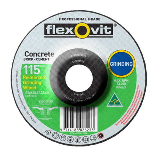 115 x 6 x 22mm grinding disc for masonry, ideal for smooth, efficient dry grinding of stone, tiles, and ceramics.