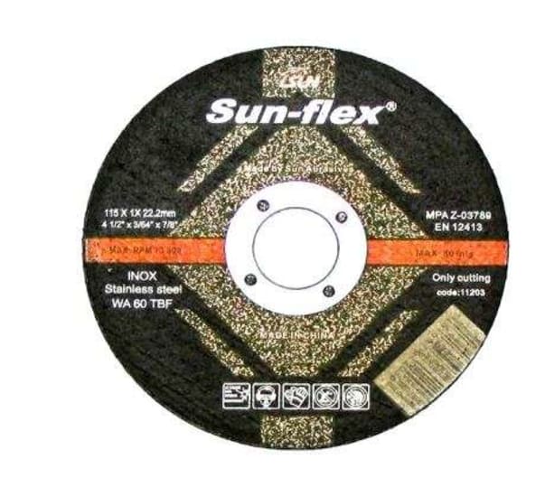 Reinforced 115mm INOX cut-off discs in a pack of 100, designed for precision metal cutting with clean edges.