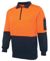 JB's Wear, Hi Vis Zip Fleece - Orange/Navy (Size: L)