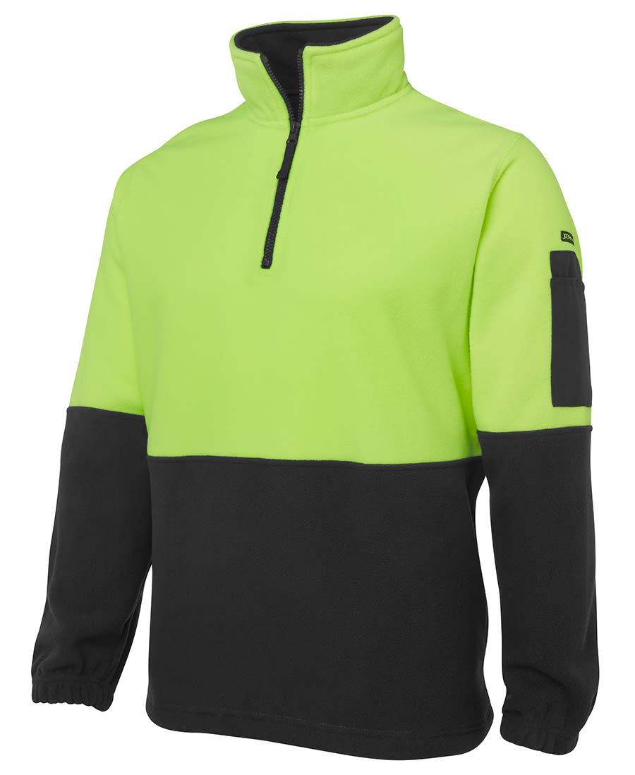 JB's Wear, Hi Vis Zip Polar Fleece, 6HVPF - Lime/Black (Size: 6XL)