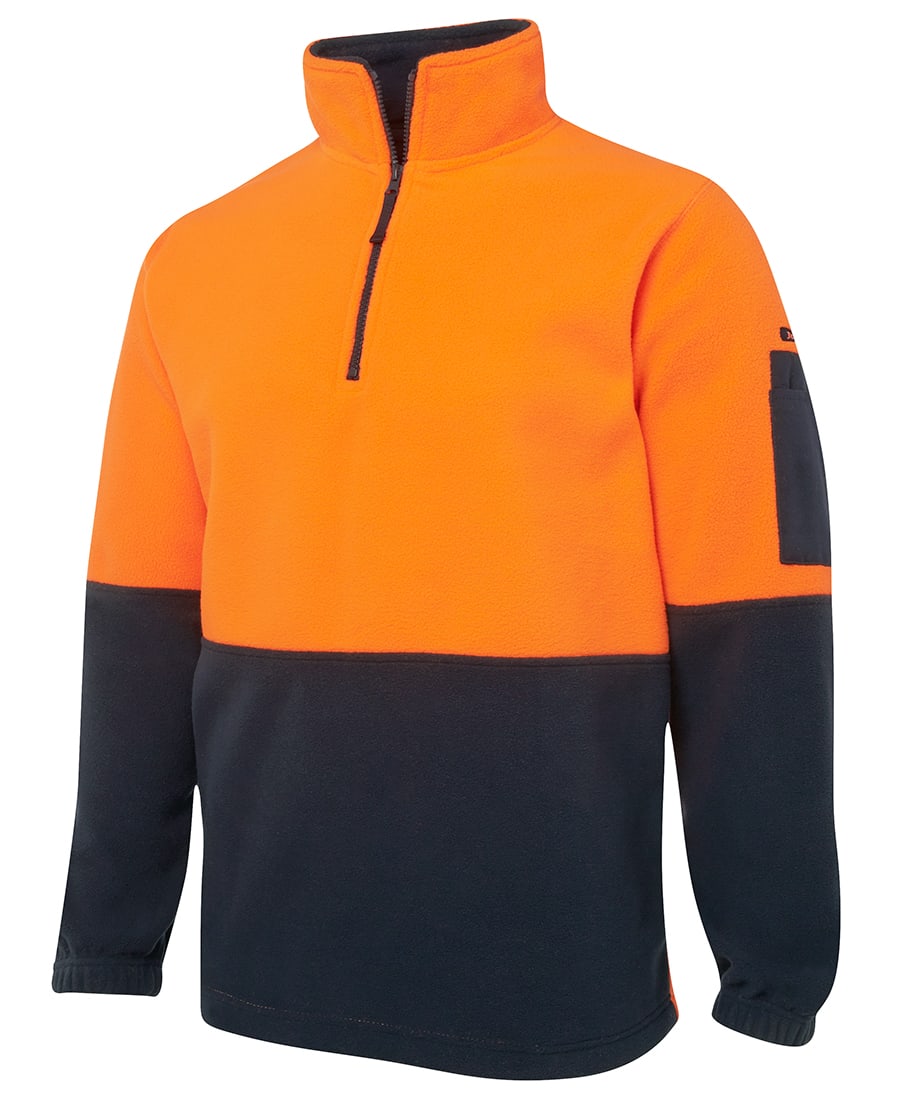 JB's Wear, Hi Vis Zip Polar Fleece, 6HVPF - Orange/Navy (Size: 2XL)