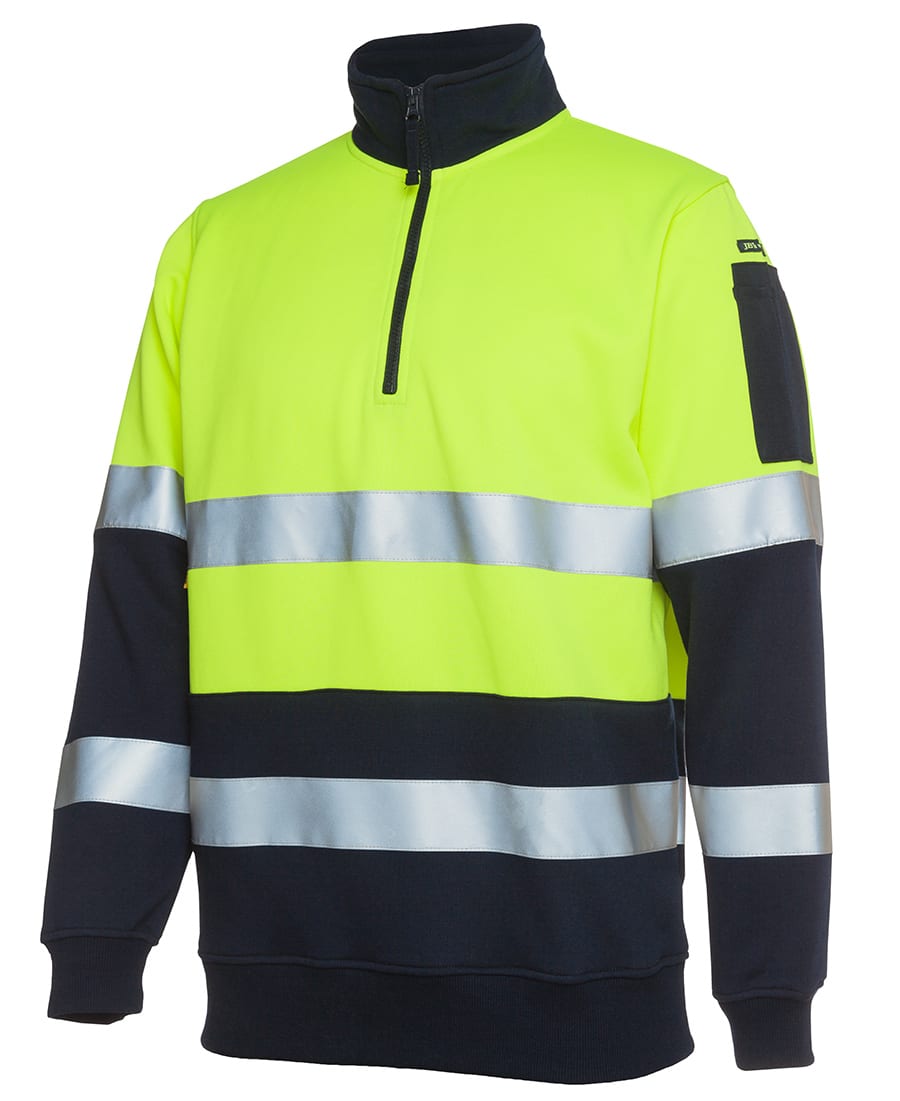 JB's Wear, Hi Vis Zip Fleece Jumper, 6HZFS - Lime/Orange (Size: 4XL)