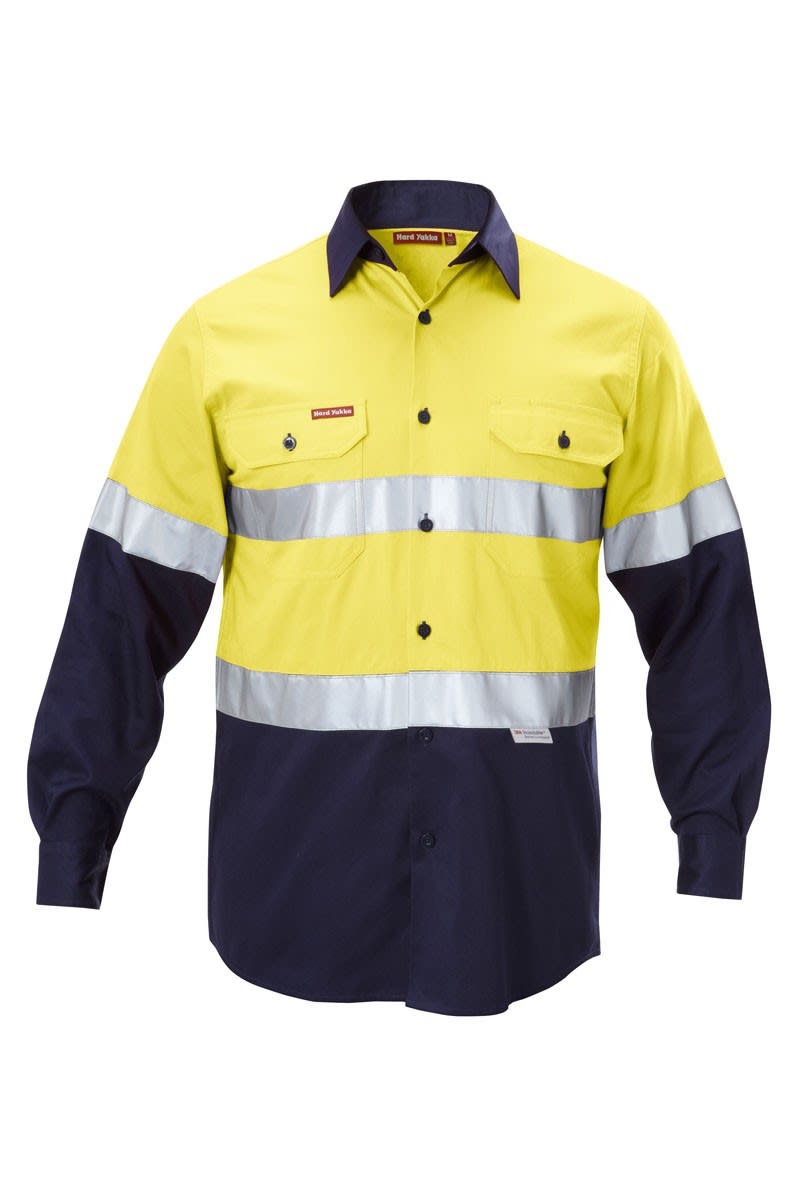 Hard Yakka, Hi Vis Shirt, Y07990 - Orange/Navy (Size: 3XL)