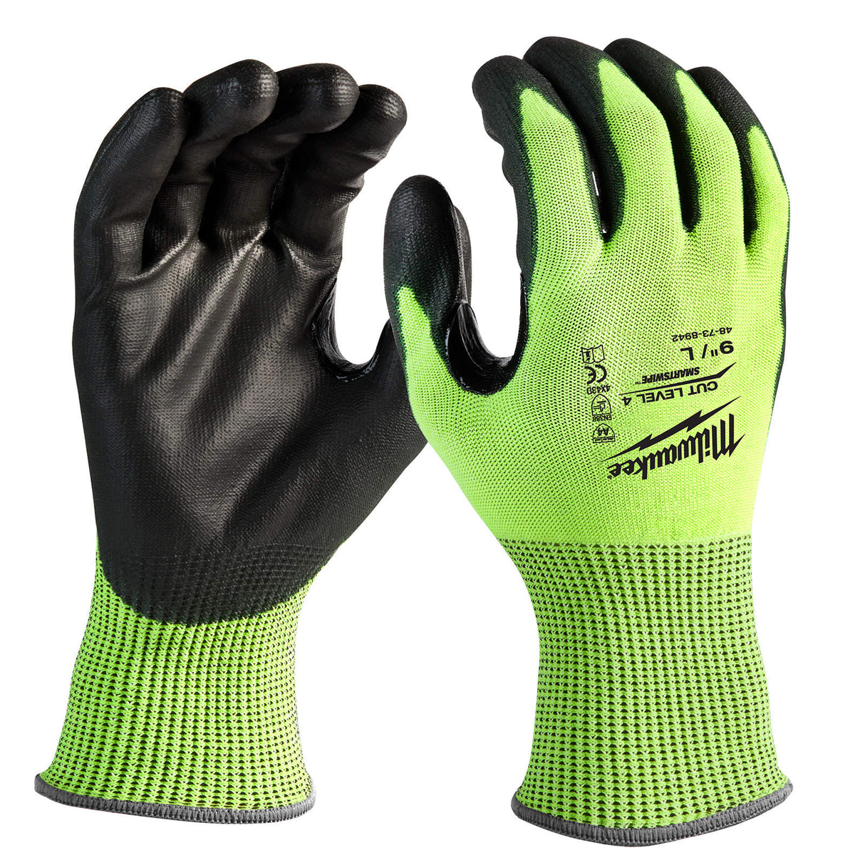 Milwaukee High Visibility Cut Level 4 Gloves (Pair) - Standard (Size: S)