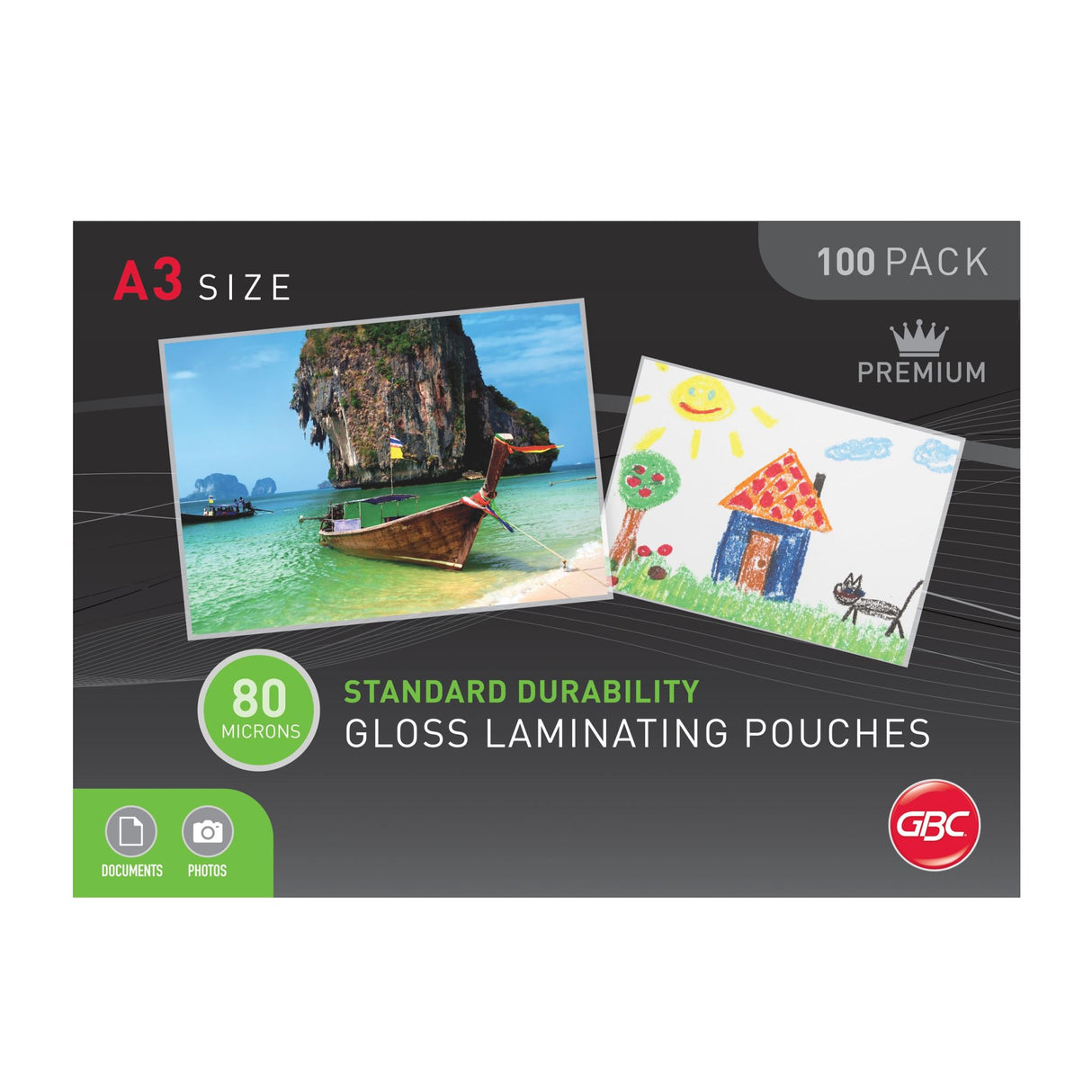 GBC A3 Gloss Laminating Pouch 80 Micron (Pack of 100)