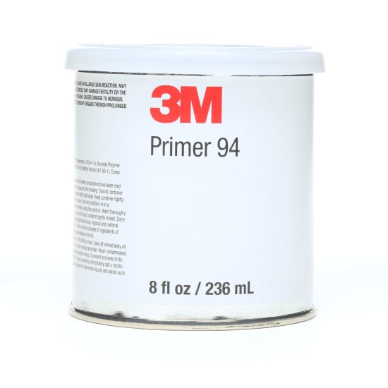 3M Tape Primer 94 in a 950mL can; enhances adhesion for various substrates, dries clear, easy to apply and clean up.