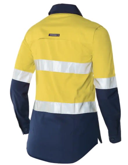 Workhorse, Women's Hi Vis Ripstop Shirt, WSH061 - Yellow/Navy - 12