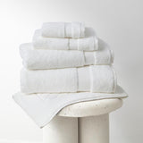 Plush white Turkish hand towel (47 x 76cm) made from 100% OEKO-TEX® certified cotton, perfect for absorbency and comfort.